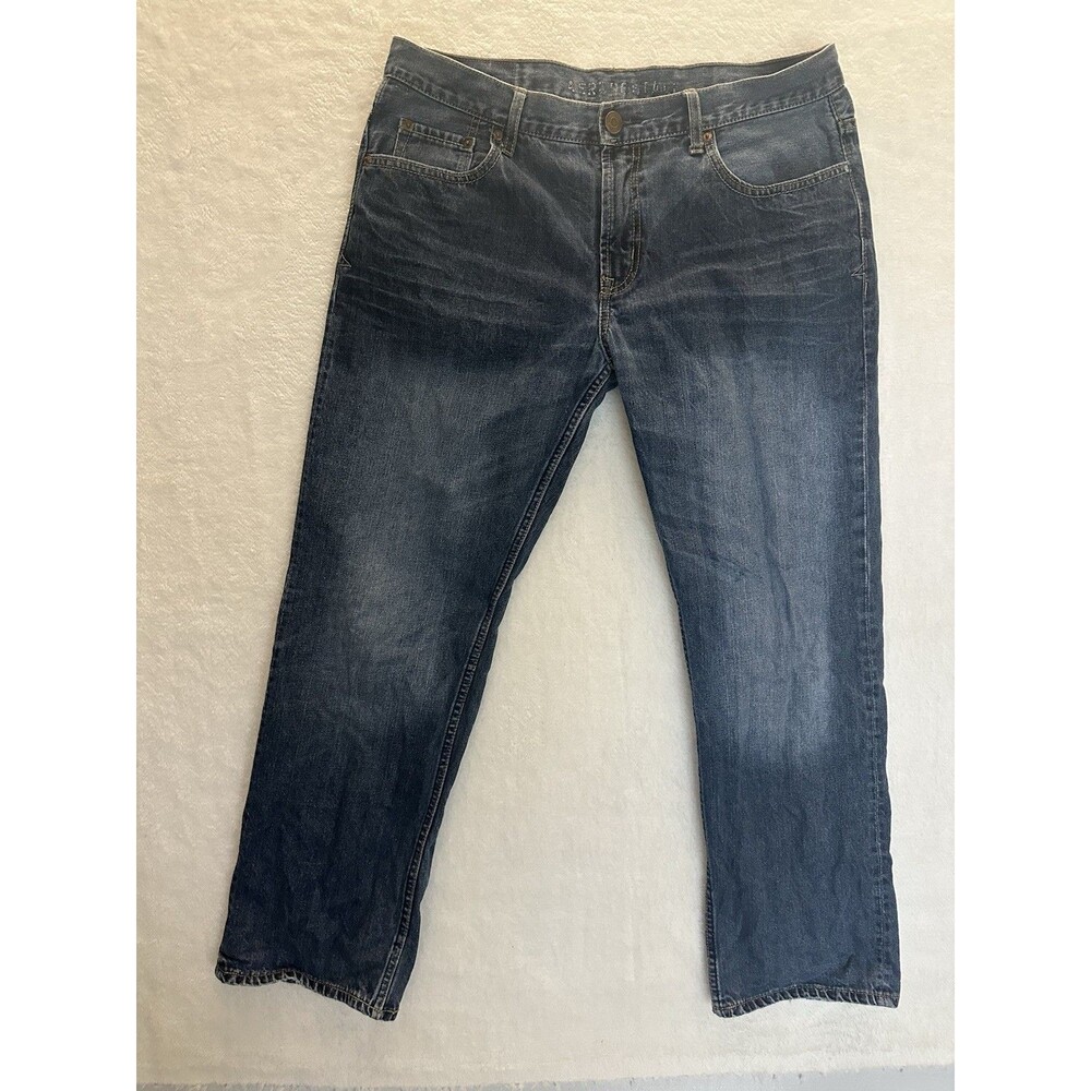 Aeropostle Mens Straight Leg Relaxed Mid-Rise Jeanx 34x30 Dark Washed (8055)